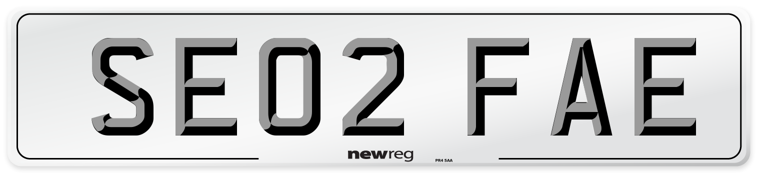 SE02 FAE Number Plate from New Reg